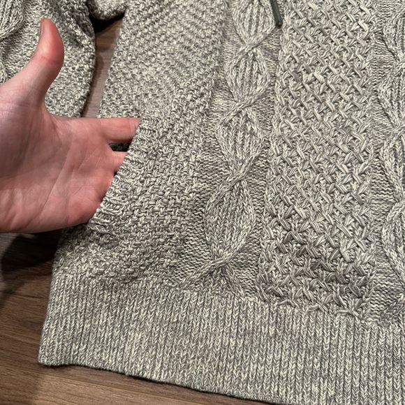 L.L.Bean Signature Fisherman Cable Knit Cotton Funnelneck Sweater Gray - Medium - Picture 7 of 14